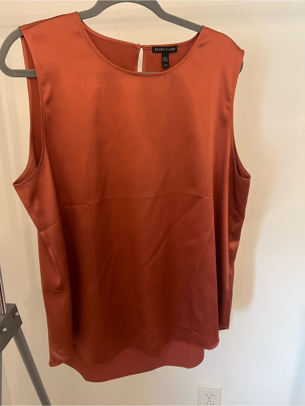 Eileen Fisher Rust Orange Silk Sleeveless Shell